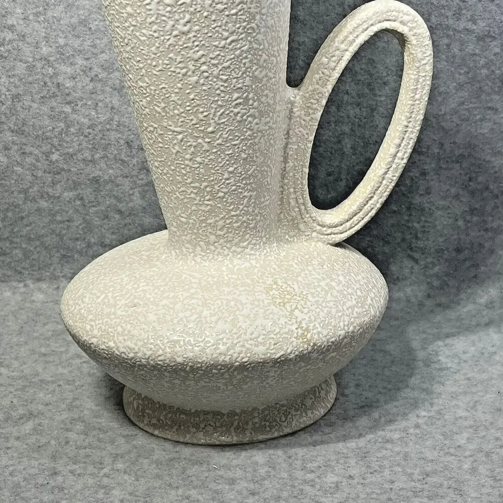 Vintage Mid Century Modern‎ 14” China Craft USA White Splatter Ware Vase C-414